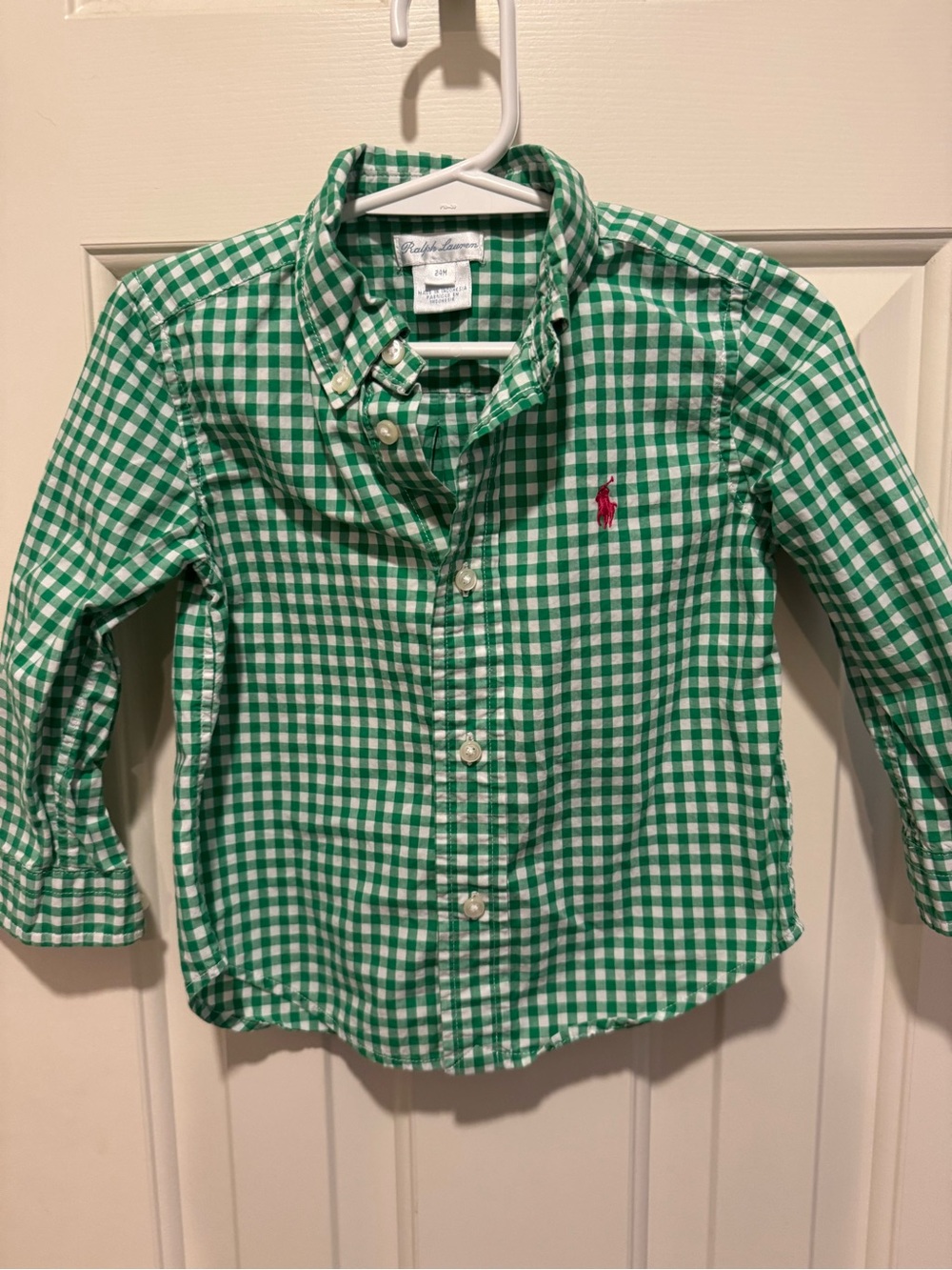Ralph Lauren Green & White Gingham Button-Down Shirt
